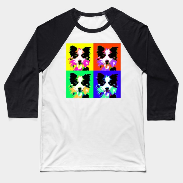 Border Collie Pop Art Design Baseball T-Shirt by Naves